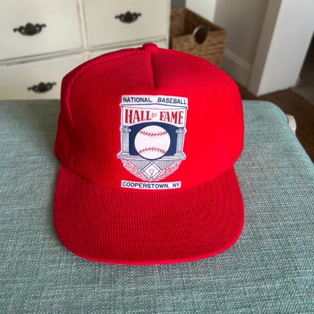 National Baseball Hall of Fame Cooperstown NY Red Corduroy Snapback Cap Hat